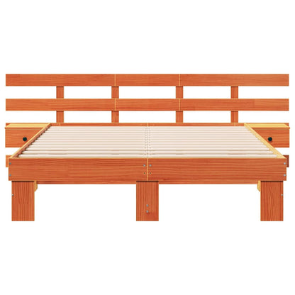 vidaXL Bed Frame with Headboard Brown 150 x 200 cm Solid Pine Wood 5