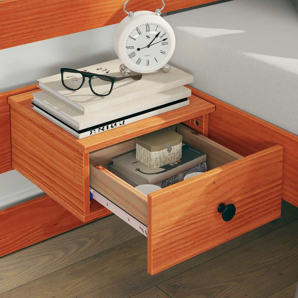 vidaXL Bed Frame with Headboard Brown 140 x 200 cm Solid Pine Wood 3