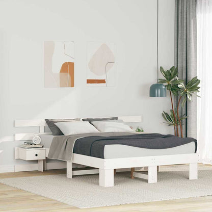vidaXL Bed Frame with Headboard White 140 x 190 cm Solid Pine Wood 1