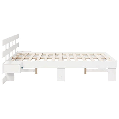 vidaXL Bed Frame with Headboard White 140 x 190 cm Solid Pine Wood 6