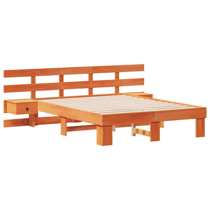 vidaXL Bed Frame with Headboard Brown 140 x 190 cm Solid Pine Wood 4