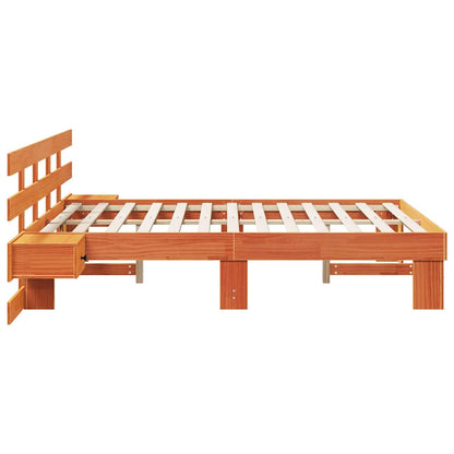 vidaXL Bed Frame with Headboard Brown 140 x 190 cm Solid Pine Wood 6