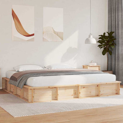 vidaXL Bed Frame Brown 200 x 200 cm Solid Pine Wood 1