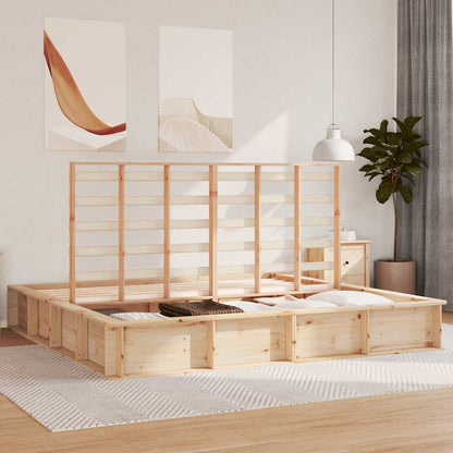 vidaXL Bed Frame Brown 200 x 200 cm Solid Pine Wood 3