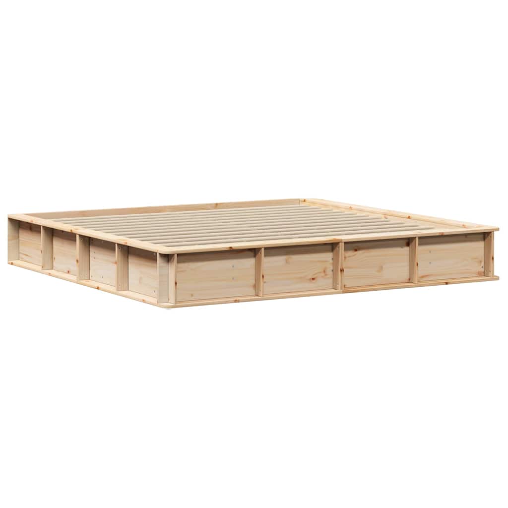 vidaXL Bed Frame Brown 200 x 200 cm Solid Pine Wood 4