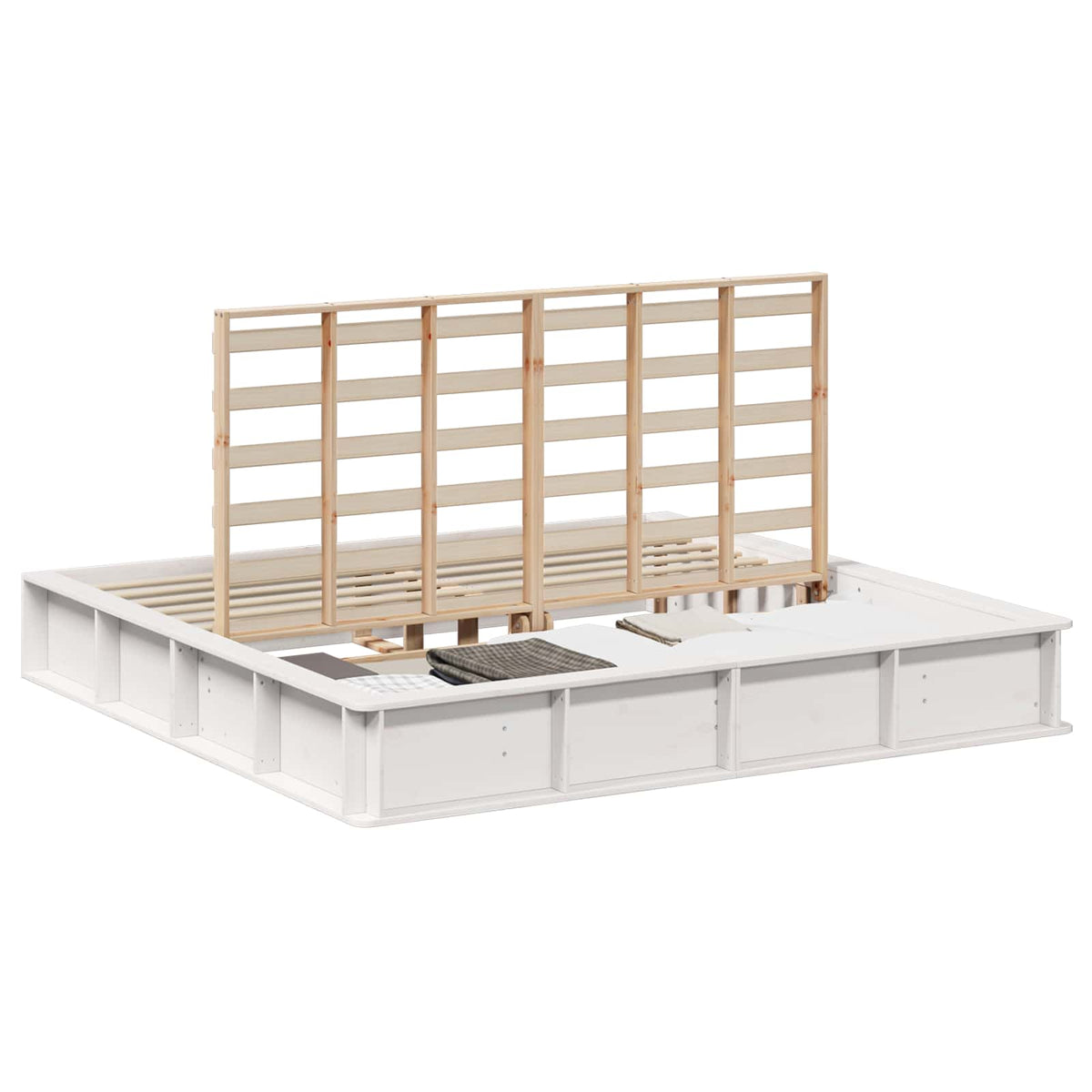 vidaXL Bed Frame White 200 x 200 cm Solid Pine Wood 2