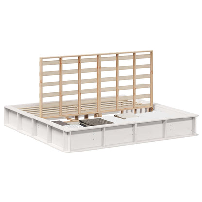 vidaXL Bed Frame White 200 x 200 cm Solid Pine Wood 2