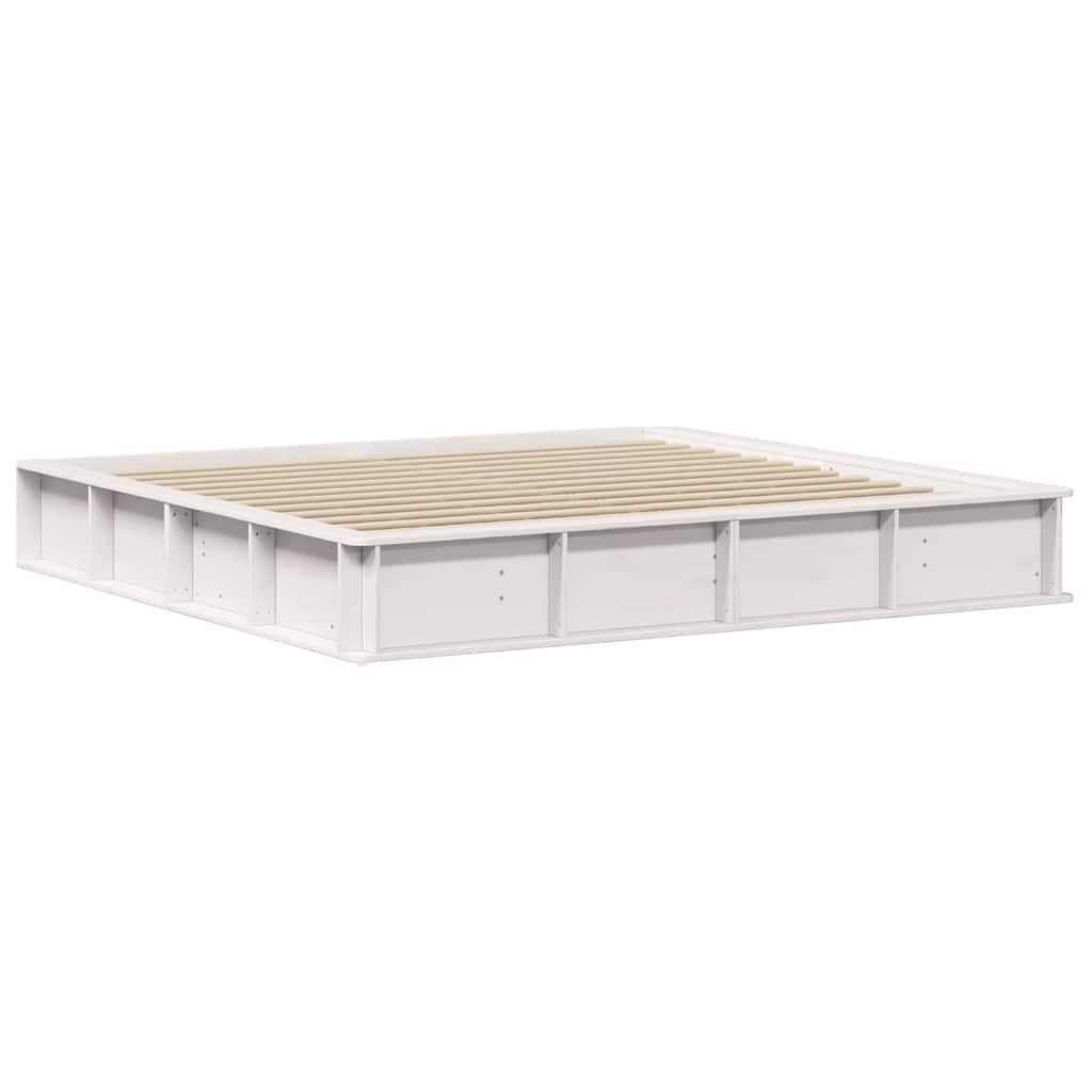 vidaXL Bed Frame White 200 x 200 cm Solid Pine Wood 4