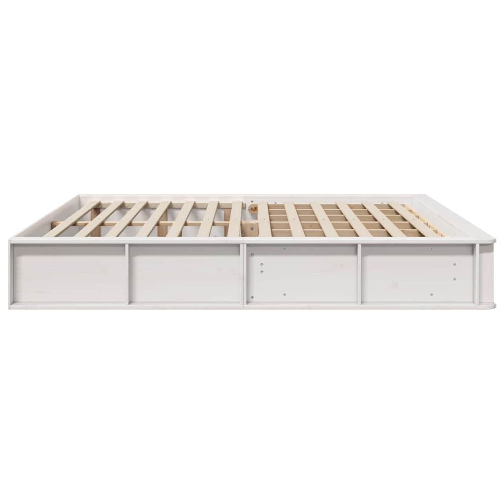 vidaXL Bed Frame White 200 x 200 cm Solid Pine Wood 6