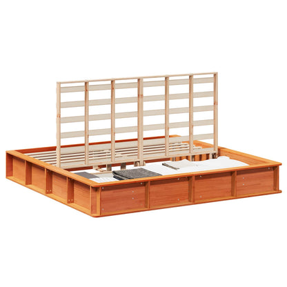 vidaXL Bed Frame Wax Brown 200 x 200 cm Solid Pine Wood 2