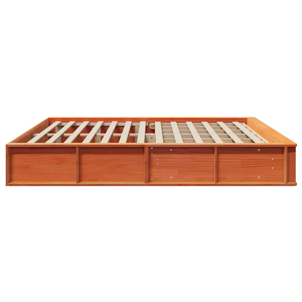 vidaXL Bed Frame Wax Brown 200 x 200 cm Solid Pine Wood 6