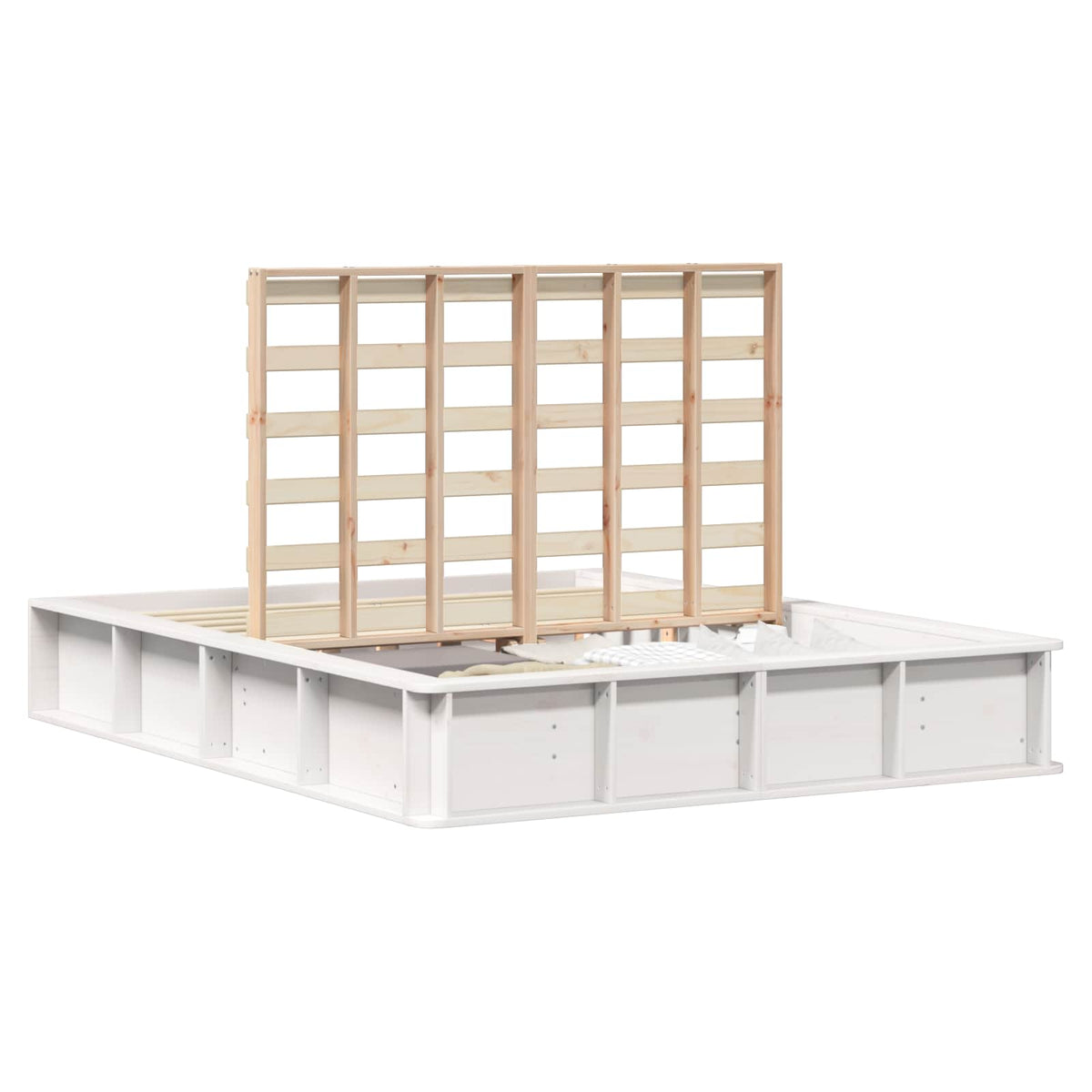 vidaXL Bed Frame White 160 x 200 cm Solid Pine Wood 2