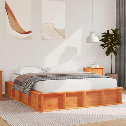 vidaXL Bed Frame Wax Brown 160 x 200 cm Solid Pine Wood 1