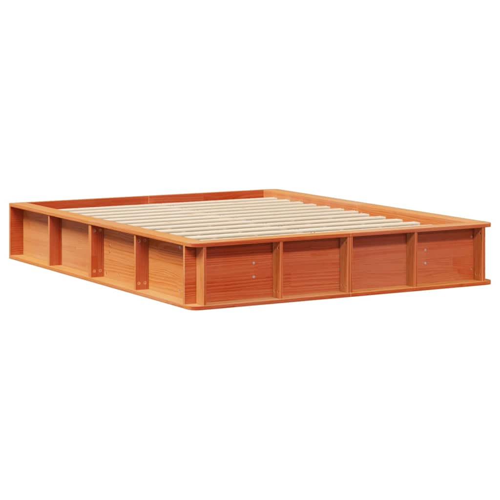 vidaXL Bed Frame Wax Brown 160 x 200 cm Solid Pine Wood 4