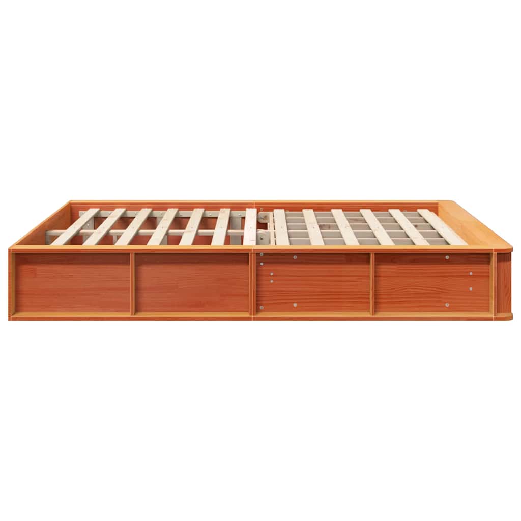 vidaXL Bed Frame Wax Brown 160 x 200 cm Solid Pine Wood 6