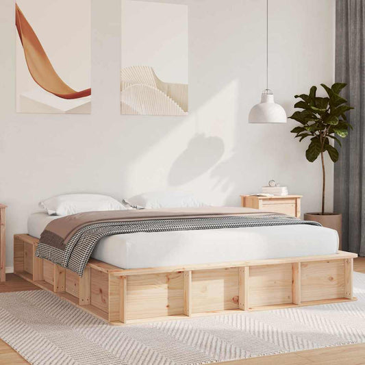 vidaXL Bed Frame Brown 150 x 200 cm Solid Pine Wood 1