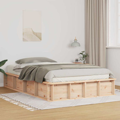 vidaXL Bed Frame Brown 140 x 200 cm Solid Pine Wood 1