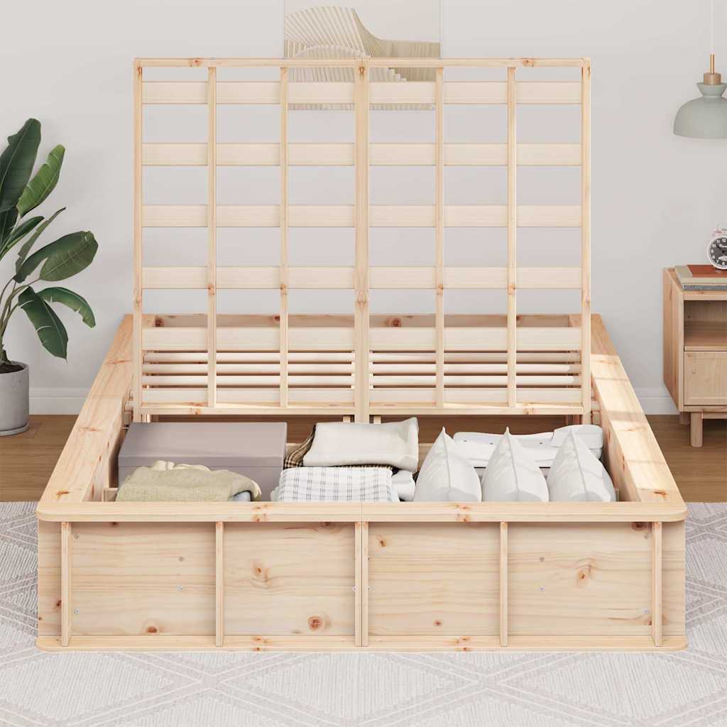 vidaXL Bed Frame Brown 140 x 200 cm Solid Pine Wood 3