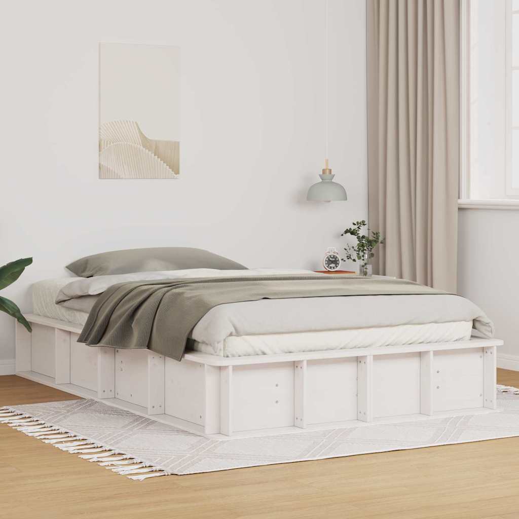 vidaXL Bed Frame White 120 x 200 cm Solid Pine Wood 1