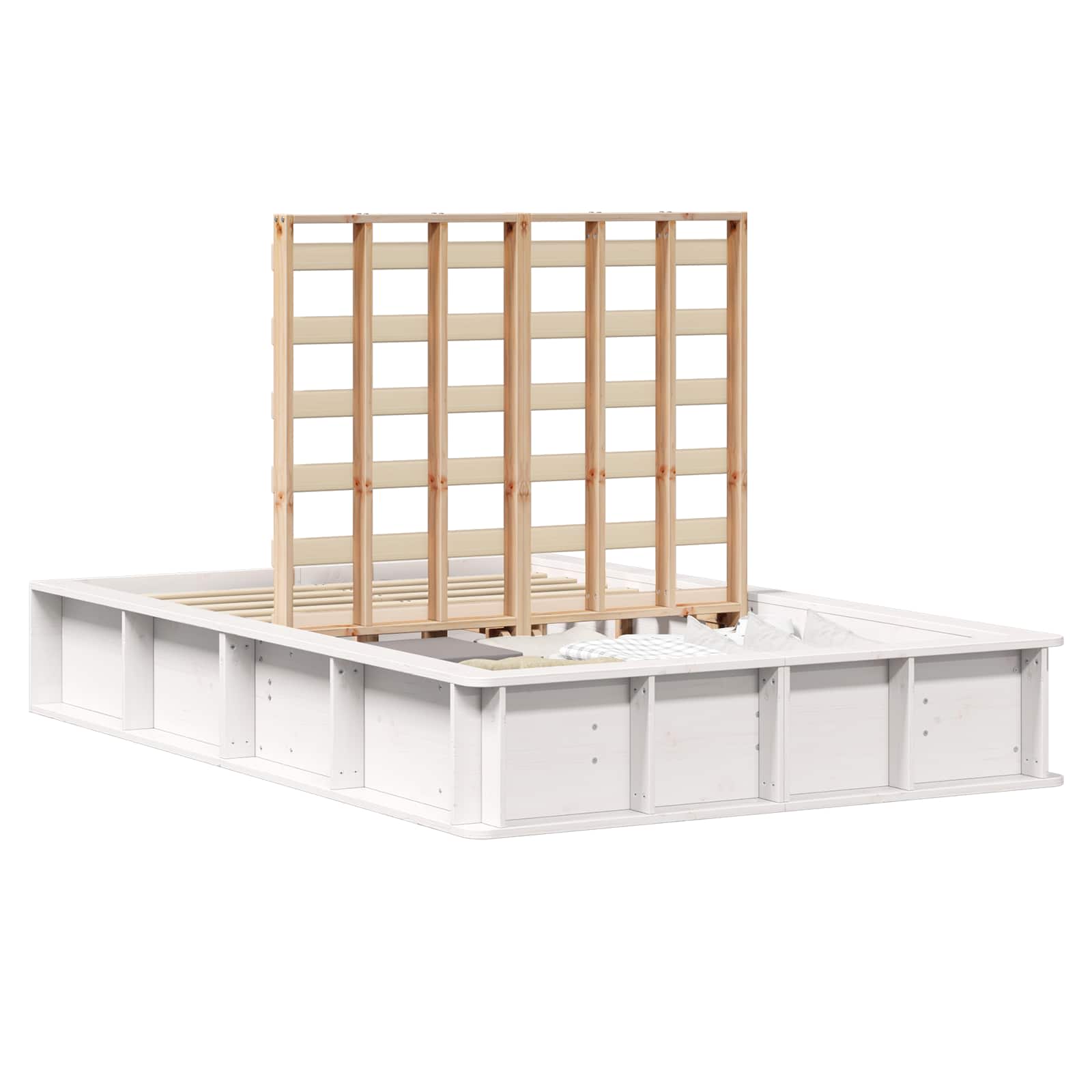 vidaXL Bed Frame White 120 x 200 cm Solid Pine Wood 2