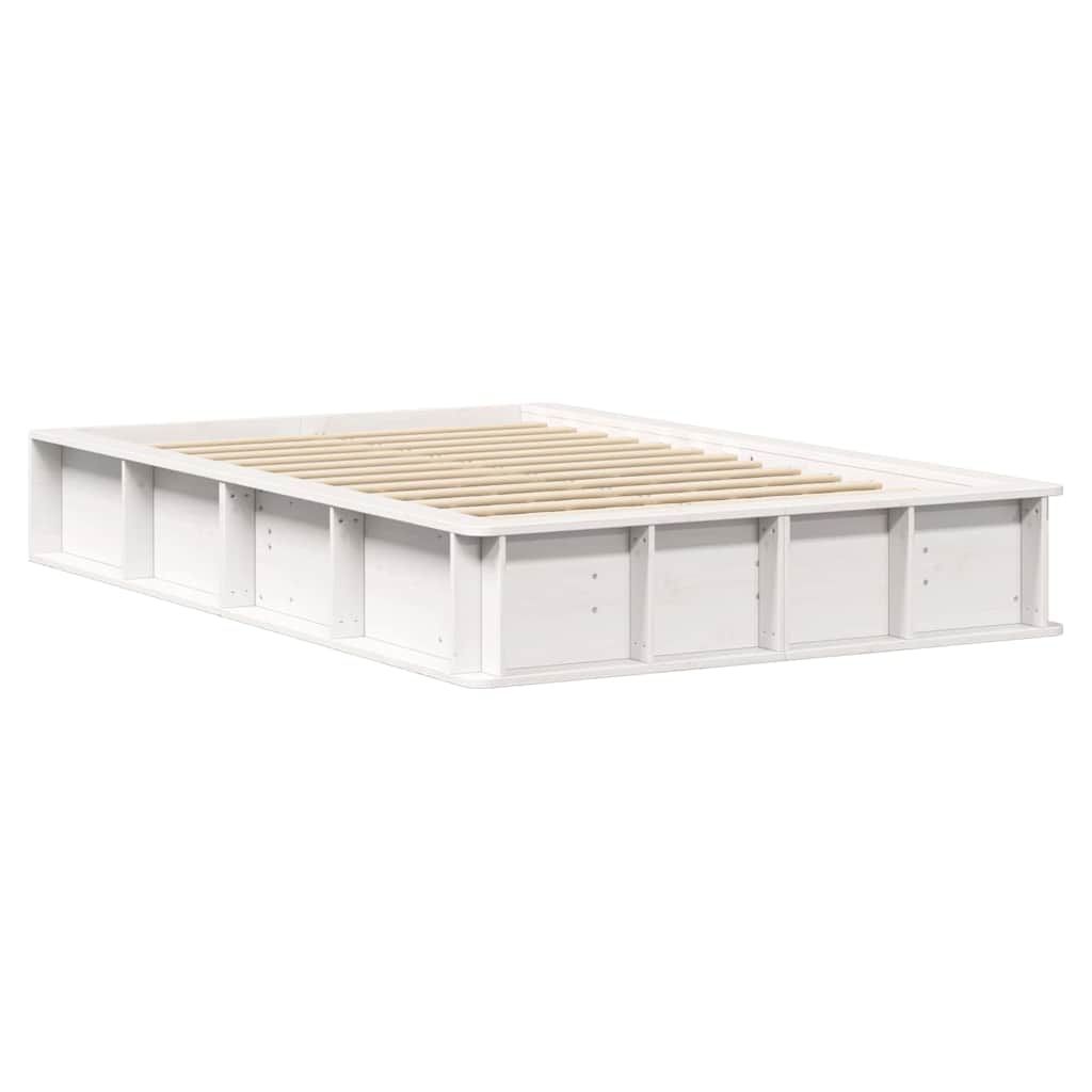vidaXL Bed Frame White 120 x 200 cm Solid Pine Wood 4