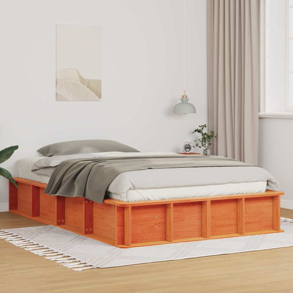 vidaXL Bed Frame Wax Brown 120 x 200 cm Solid Pine Wood 1