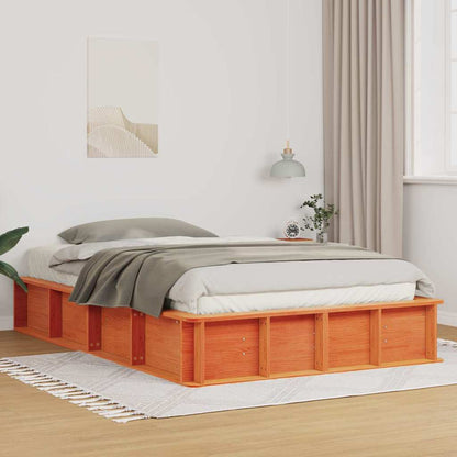 vidaXL Bed Frame Wax Brown 120 x 200 cm Solid Pine Wood 1