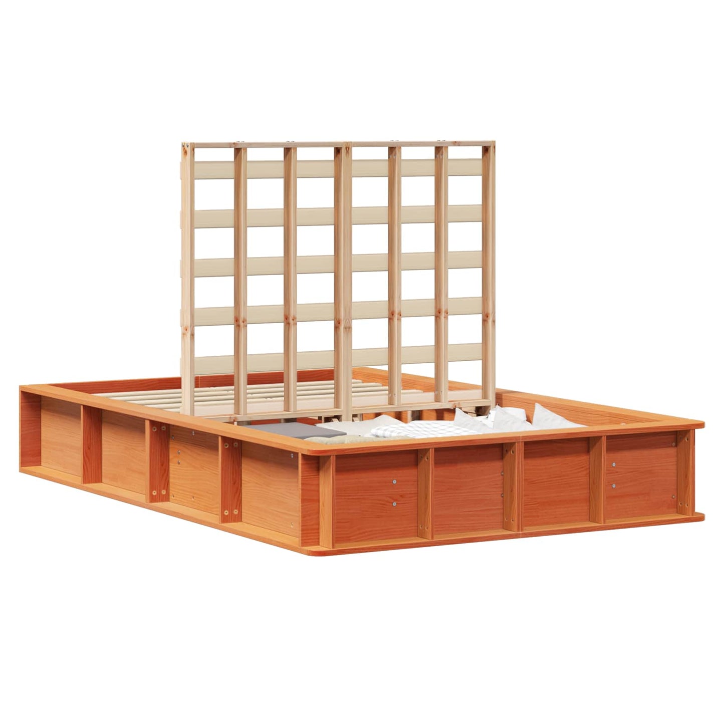 vidaXL Bed Frame Wax Brown 120 x 200 cm Solid Pine Wood 2
