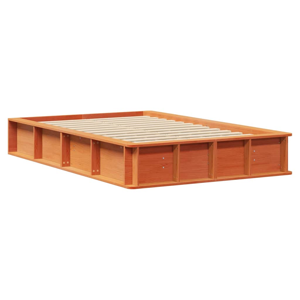 vidaXL Bed Frame Wax Brown 120 x 200 cm Solid Pine Wood 4