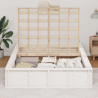 vidaXL Bed Frame White 135 x 190 cm Solid Pine Wood 3