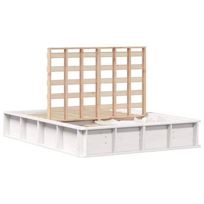 vidaXL Bed Frame White 135 x 190 cm Solid Pine Wood 2