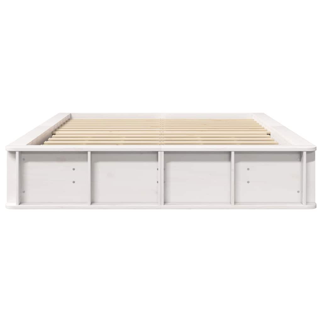 vidaXL Bed Frame White 135 x 190 cm Solid Pine Wood 5