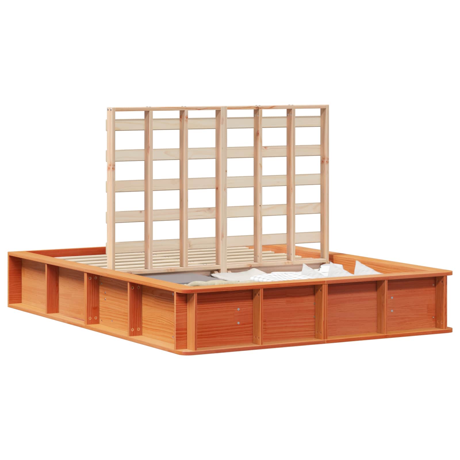 vidaXL Bed Frame Wax Brown 135 x 190 cm Solid Pine Wood 2