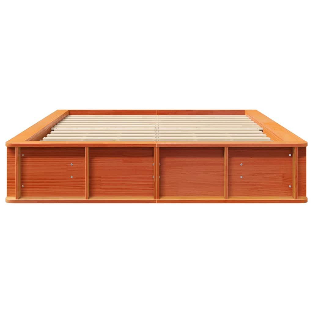 vidaXL Bed Frame Wax Brown 135 x 190 cm Solid Pine Wood 5
