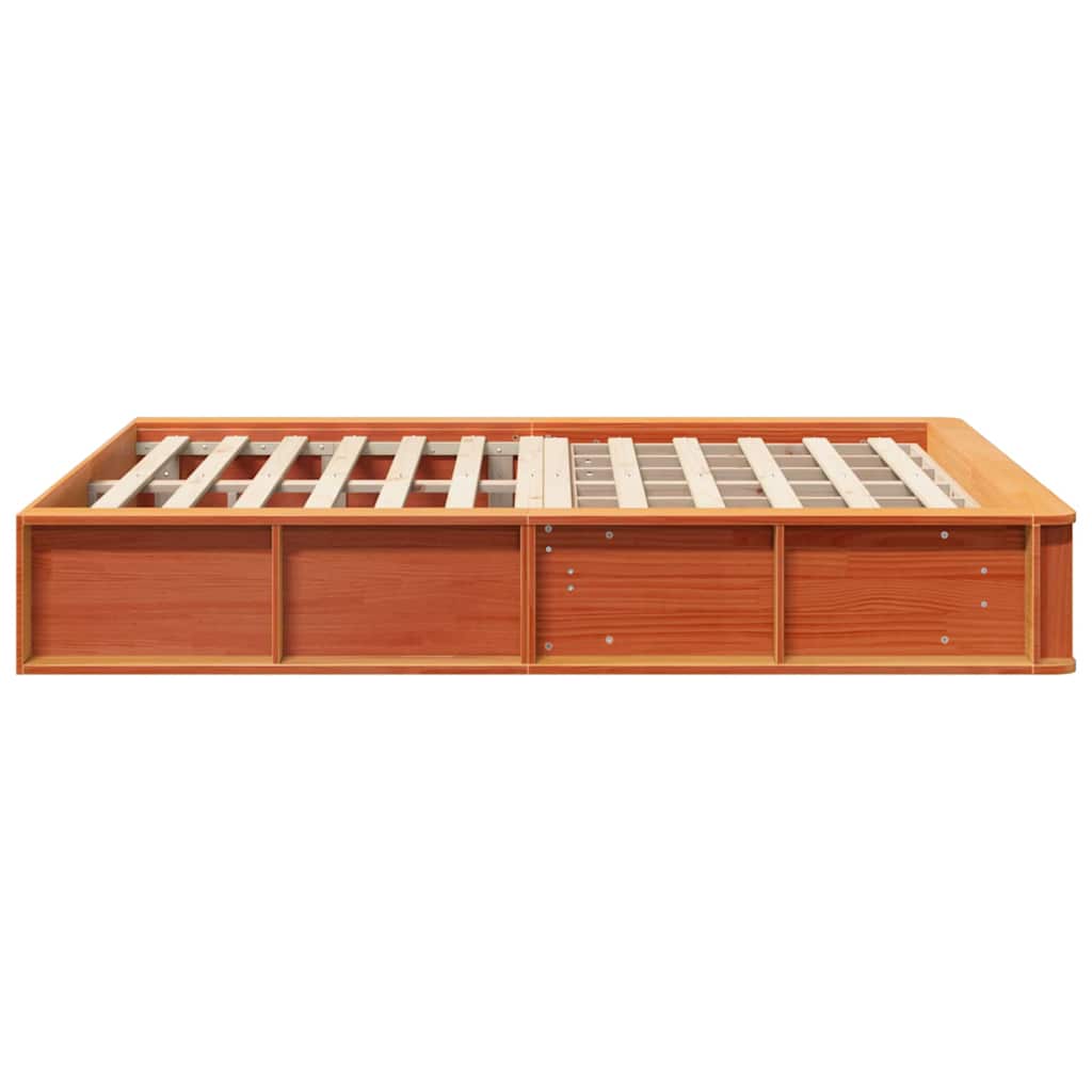 vidaXL Bed Frame Wax Brown 135 x 190 cm Solid Pine Wood 6