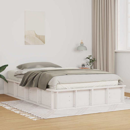 vidaXL Bed Frame White 120 x 190 cm Solid Pine Wood 1