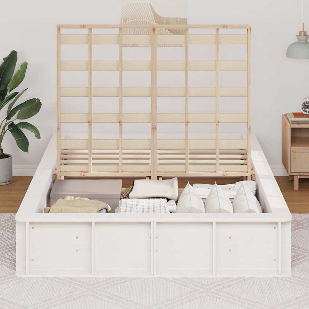 vidaXL Bed Frame White 120 x 190 cm Solid Pine Wood 3