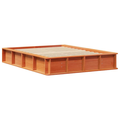 vidaXL Bed Frame Wax Brown 120 x 190 cm Solid Pine Wood 4