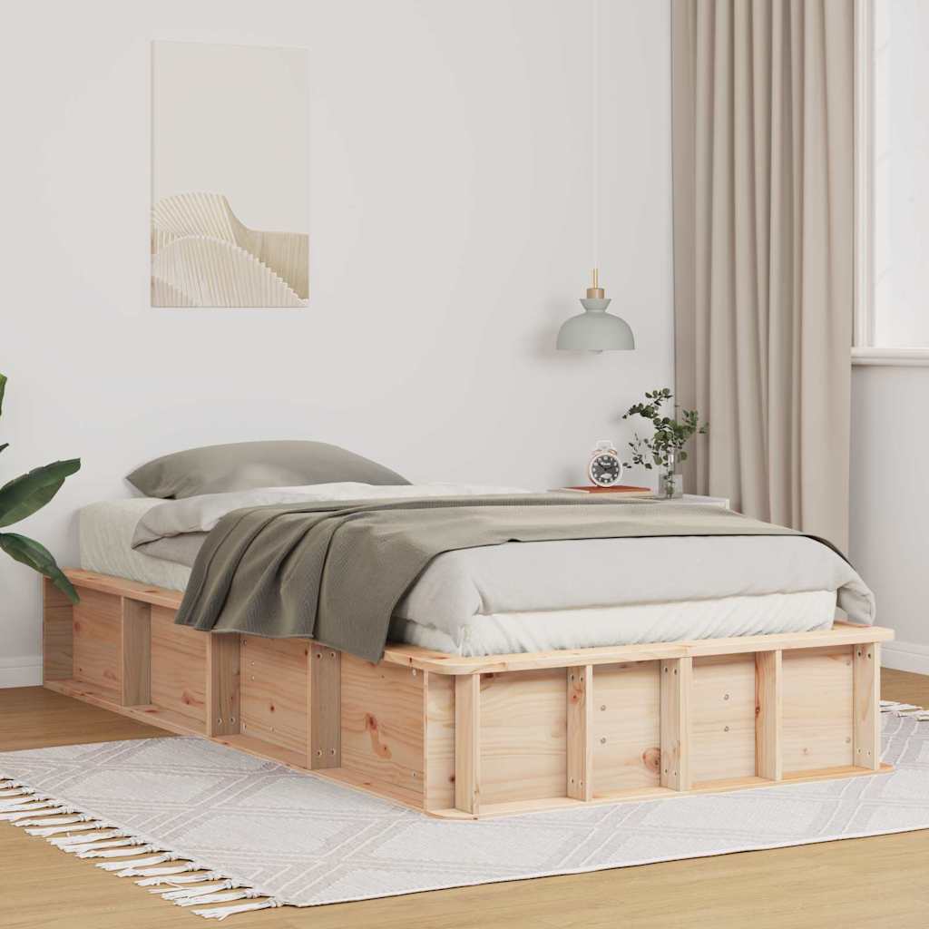 vidaXL Bed Frame Brown Solid Pine Wood Length 200 cm Natural