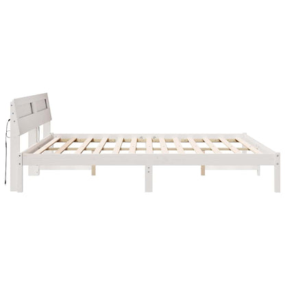vidaXL Bed Frame with Headboard White 200 x 200 cm Solid Pine Wood 6