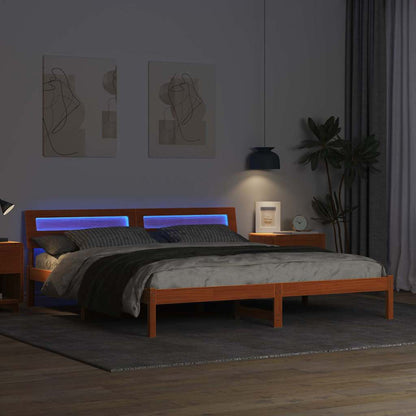 vidaXL Bed Frame with Headboard Brown 200 x 200 cm Solid Pine Wood 4