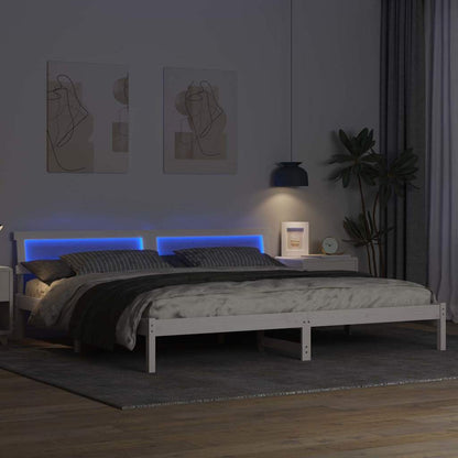 vidaXL Bed Frame with Headboard White 200 x 200 cm Solid Pine Wood 4