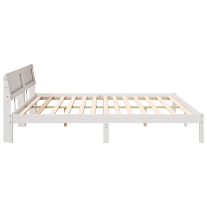 vidaXL Bed Frame with Headboard White 200 x 200 cm Solid Pine Wood 6