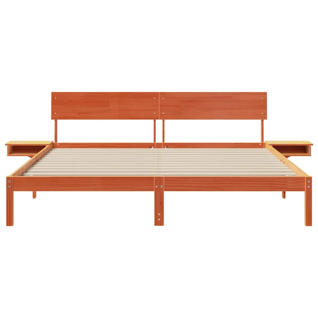 vidaXL Bed Frame with Headboard Wax Brown 200 x 200 cm Solid Pine Wood 5