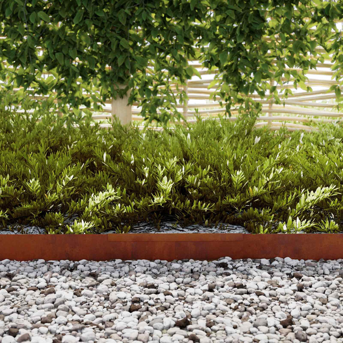 Lawn Edging Silver 4 pcs Weathering steel 450 x 10 cm