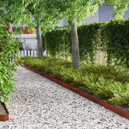 Lawn Edging Silver 4 pcs Weathering steel 450 x 10 cm