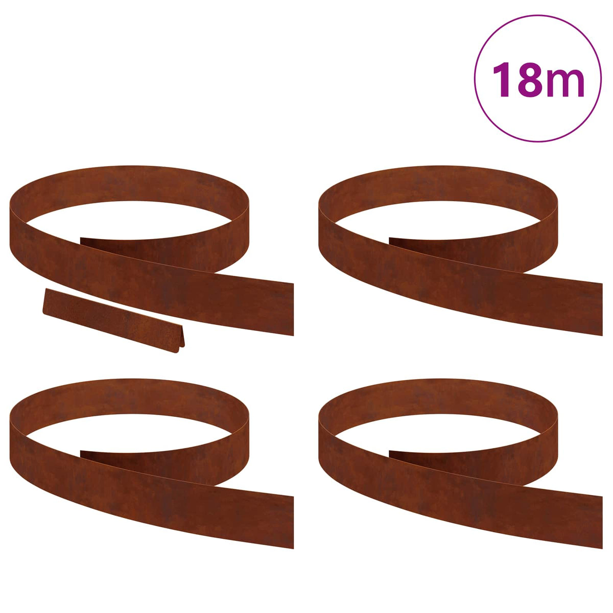 Lawn Edging Silver 4 pcs Weathering steel 450 x 10 cm