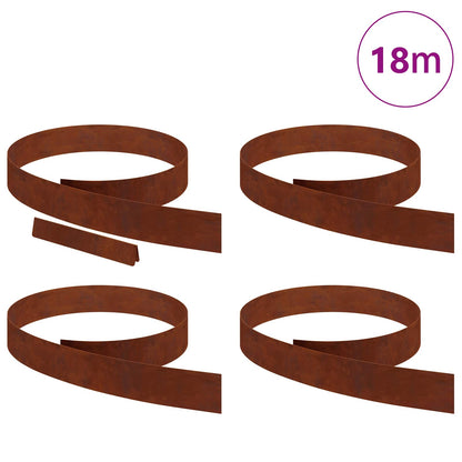 Lawn Edging Silver 4 pcs Weathering steel 450 x 10 cm