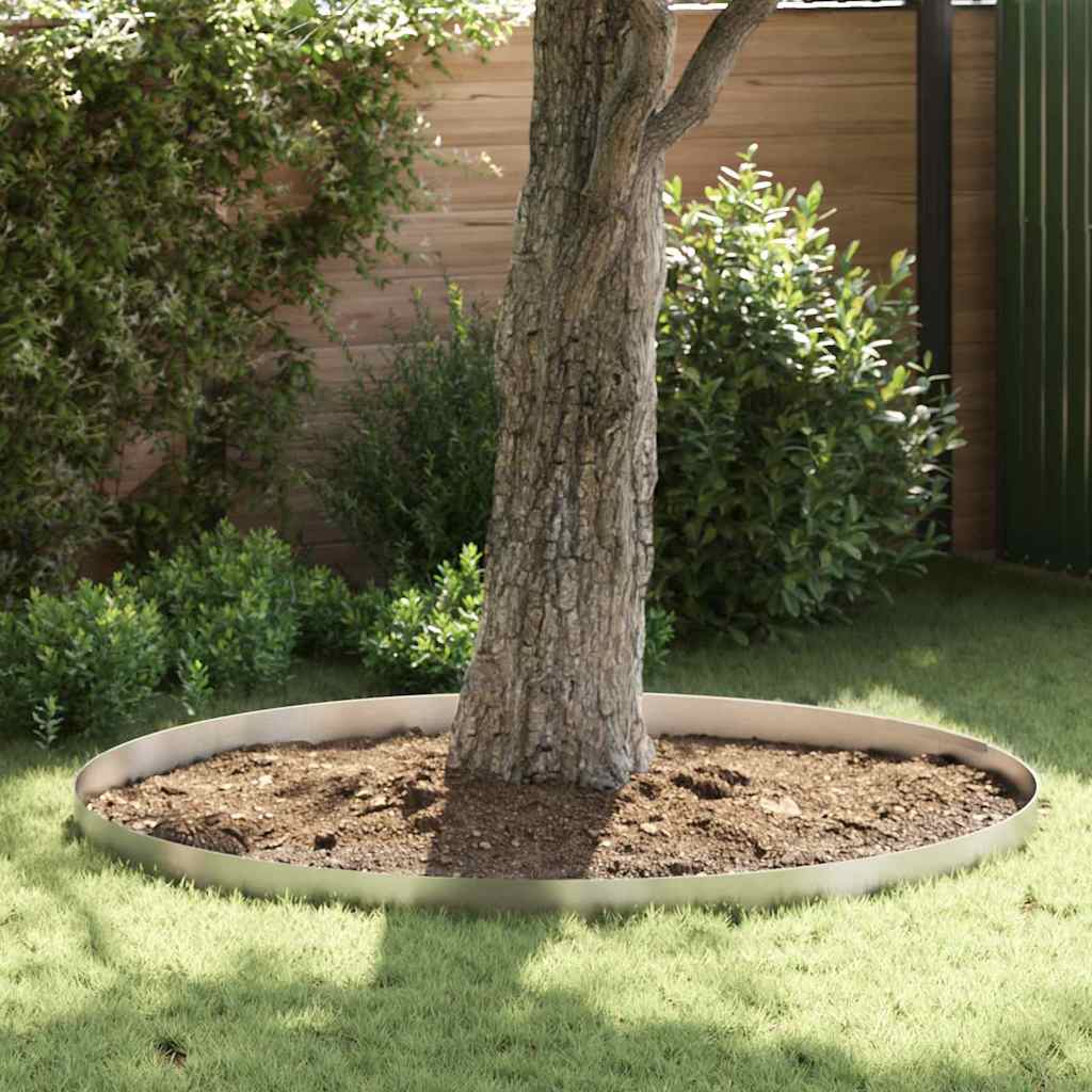 Lawn Edging Silver 4 pcs Stainless steel 450 x 15 cm