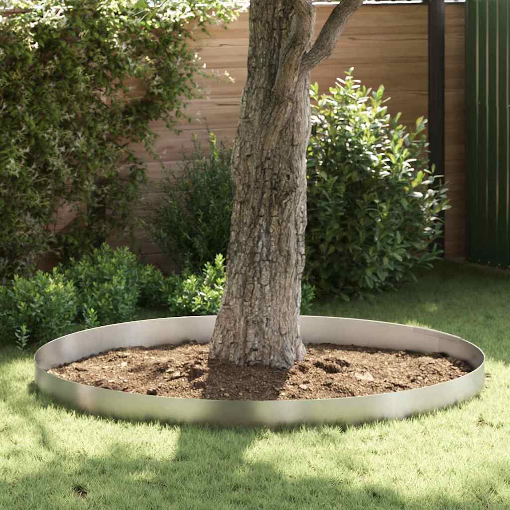 Lawn Edging Silver 4 pcs Stainless steel 450 x 20 cm